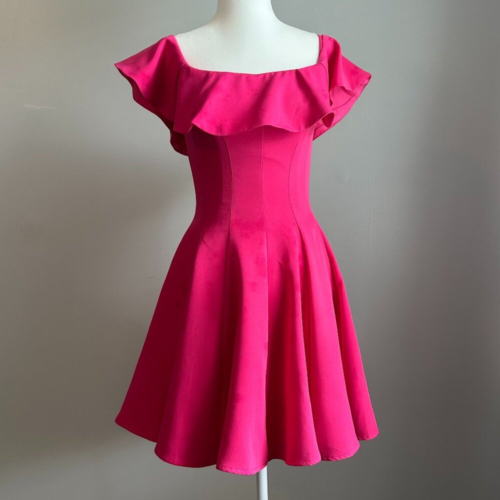 Hot Pink Off-Shoulder Formal Dress